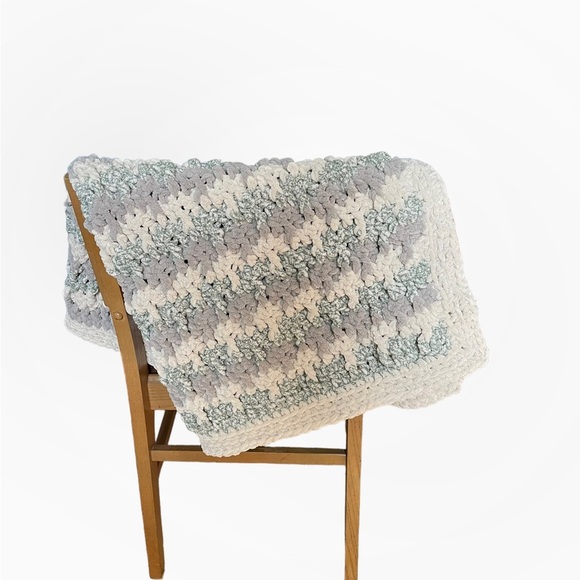 Handmade Other - Handmade Jump Stripe Soft Squishy Multicolored Crochet Nursery Baby Blanket